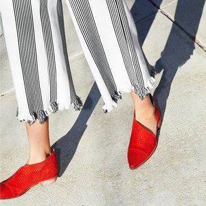 Red Suede Croc D'Orsay Free People "Royale Flat"